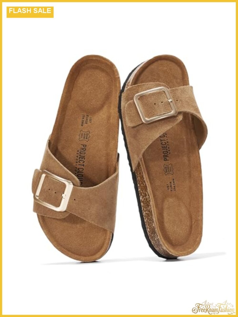100% Genuine Leather Slides Women Comfort Sandals Cork Footbed